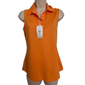 Greg Norman Size Small Orange Golf Sleeveless Collared Tank NWT $50 Stretchy Wom